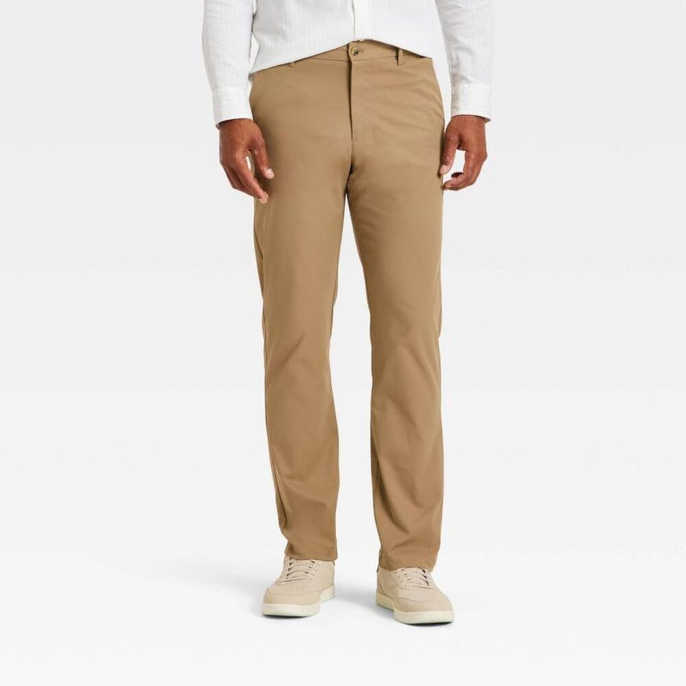 Men's Slim Straight Fit Trousers - Goodfellow & Co Tan 34x32